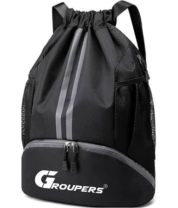 GROUPERS 30 Ltrs Black Drawstring Bag
