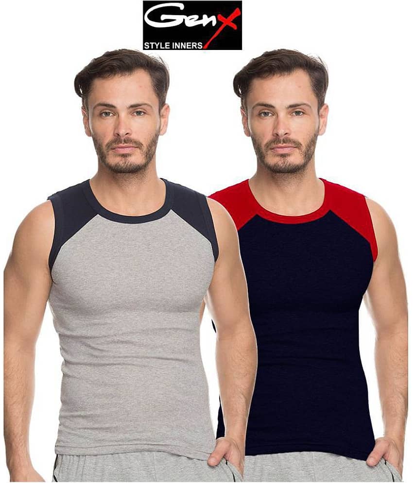 Genx Multi Sleeveless Vests Pack of 2