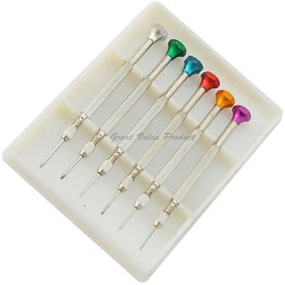 (Pack of 6) ScorpionWatchmakers Screwdriver Set  Precision Blades 0.6mm, 0.7mm, 0.8mm, 1.0mm, 1.2mm, 1.3mm, Plastic Case