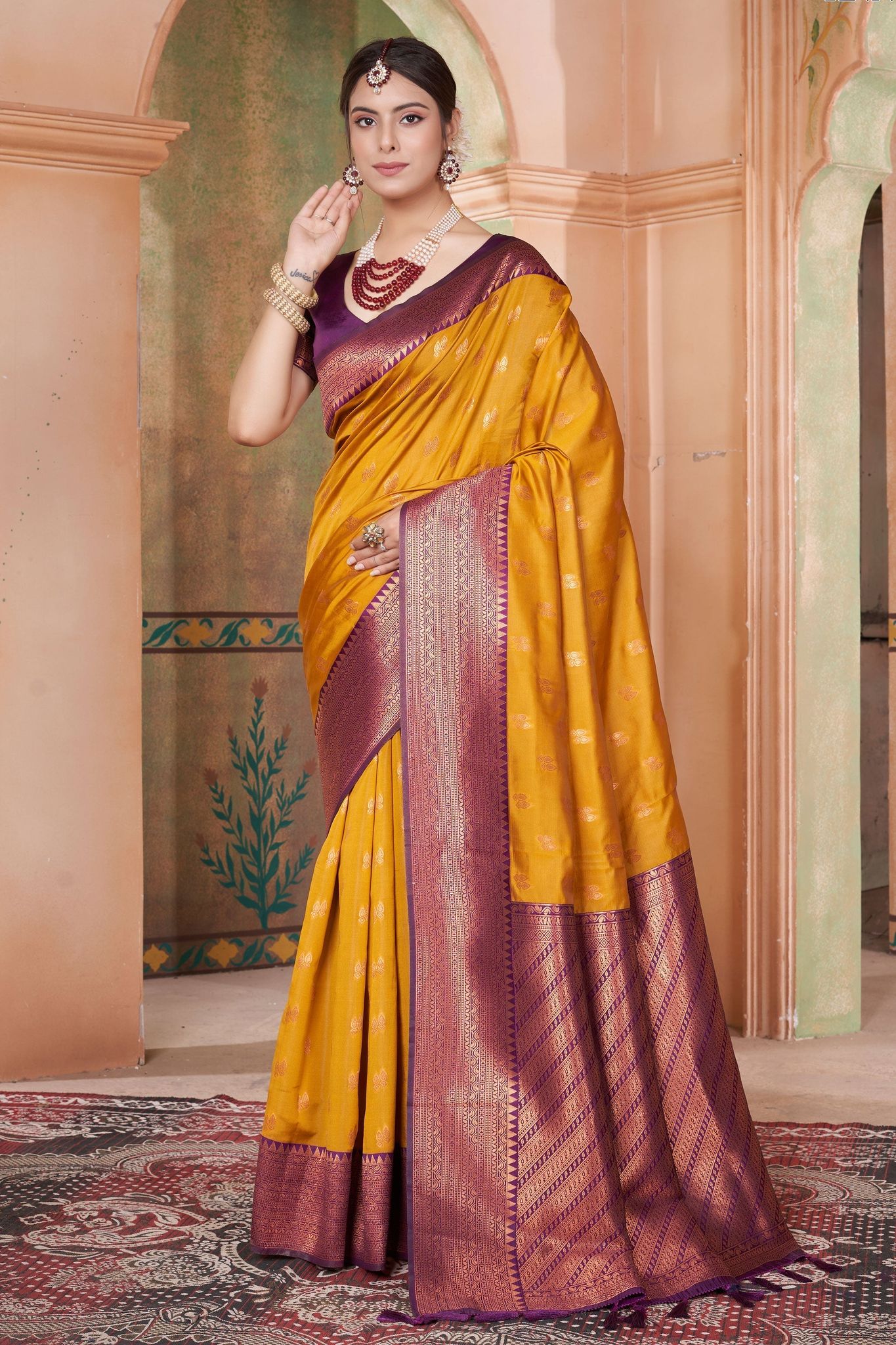 Orange Kubera Pattu Kanjivaram Saree