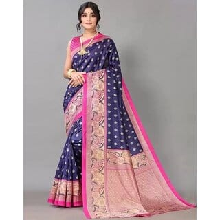 Blue Colour Art Silk Printed Saree