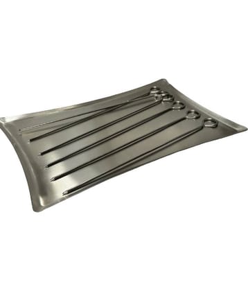 Dynore - Barbeque Tray Set Silver Serving Tray ( Set of 7 )