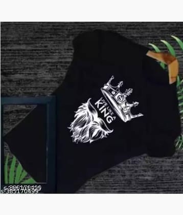 TREND SKY Polyester Regular Fit Printed Half Sleeves Men's Round T-Shirt - Black ( Pack of 1 )