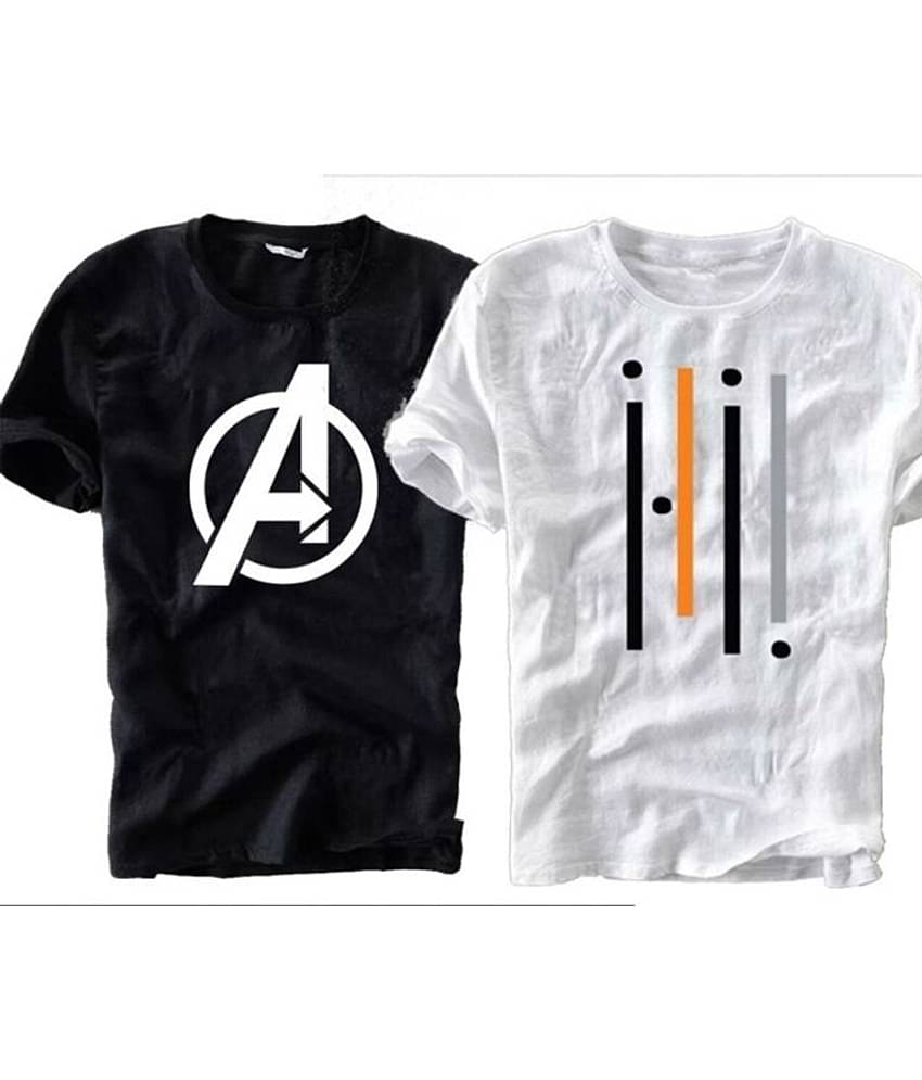 TREND SKY Pack of 2 Polyester Regular Fit Men's T-Shirt ( Multicolor )