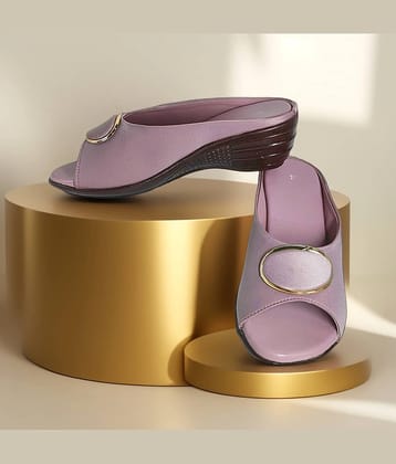 FLOWERS LIFE Purple Women's Slip On Heels