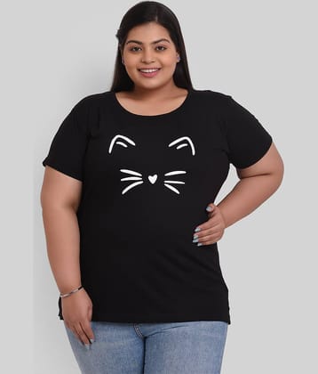 Neo Garments Women Cotton Printed Regular Fit Round Neck T-Shirt ( Black )