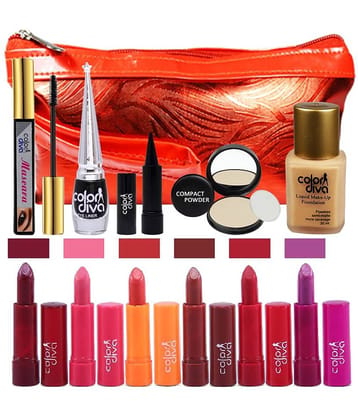 Color Diva Makeup Kit ( Daily Use 12pc Face Makeup Combo with Pouch )