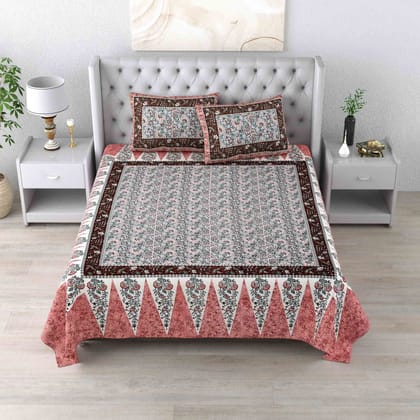 Royal Jaipuri Sanganeri Pure Cotton Double Bed Sheet & 2 Pillow Covers