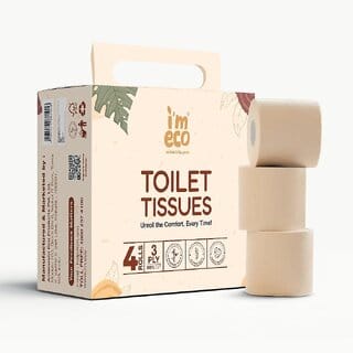 IMECO Soft Bamboo Toilet Paper Rolls (4 Tissue Rolls with 220 Pulls each  3-Ply) - Pack of 1
