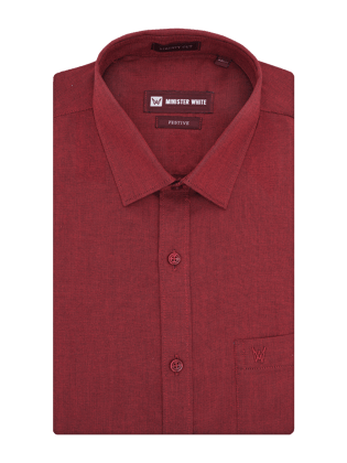Mens Cotton Regular Fit Maroon Colour Shirt Festive-36 / F/S / Maroon
