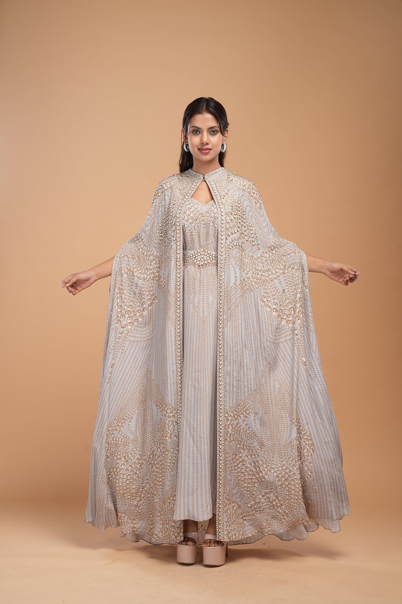 Silver Color Kaftan-XS