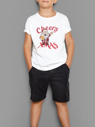 Cheers To X-mas Santa Kids T-shirt-White / 1-2 Year