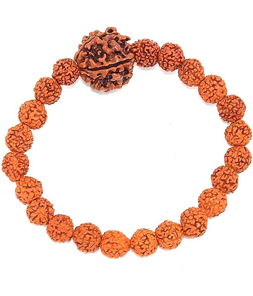 Rudra Divine Natural 5 mUKHI Rudraksha Bracelet With One 15 MM 5 MUKHI RUDRAKSHA Beads Bracelet For Unisex