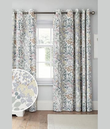 V21 decod Graphic Room Darkening Eyelet Curtain 7 ft ( Pack of 1 ) - Grey