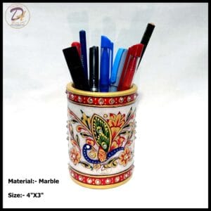 Marble Gold Painted Pen Stand