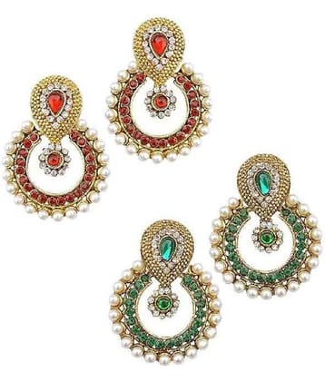 Youbella Multicolor Alloy Chandbali Earrings - Combo Of 2