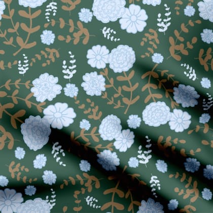Ditsy floral allover mos green-Cotton