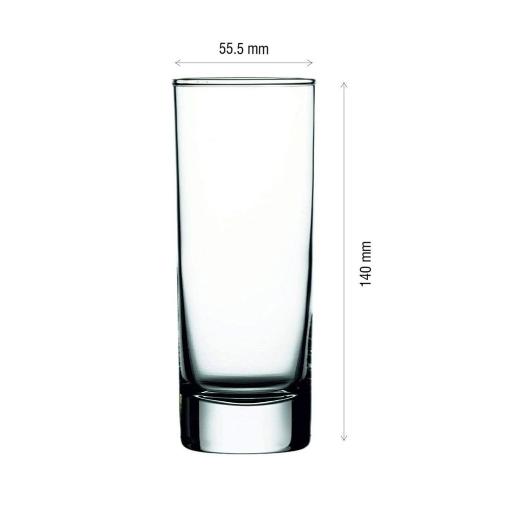 Premium Crystal Juice and Water Glasses | 220 ML | Set of 6 | Long Elegant Drinking Tumbler | Stylish Round Highball Glass for Cocktails, Mocktail |