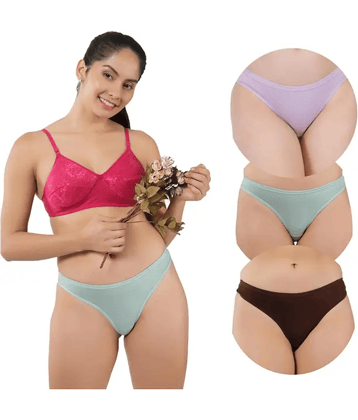 Bebron Pack of 3 Cotton Lycra Thongs For Women ( Multicolor1 )