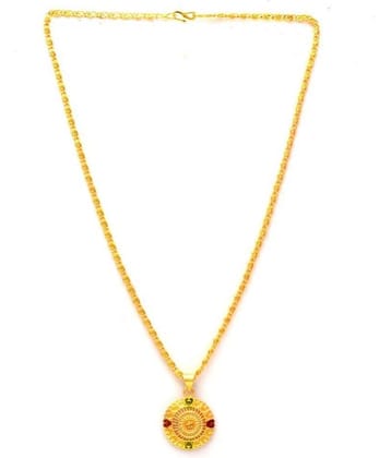Jewar Mandi New Design Gold Plated Locket/Pendant with Link Chain Daily use for Men, Women & Girls, Boys