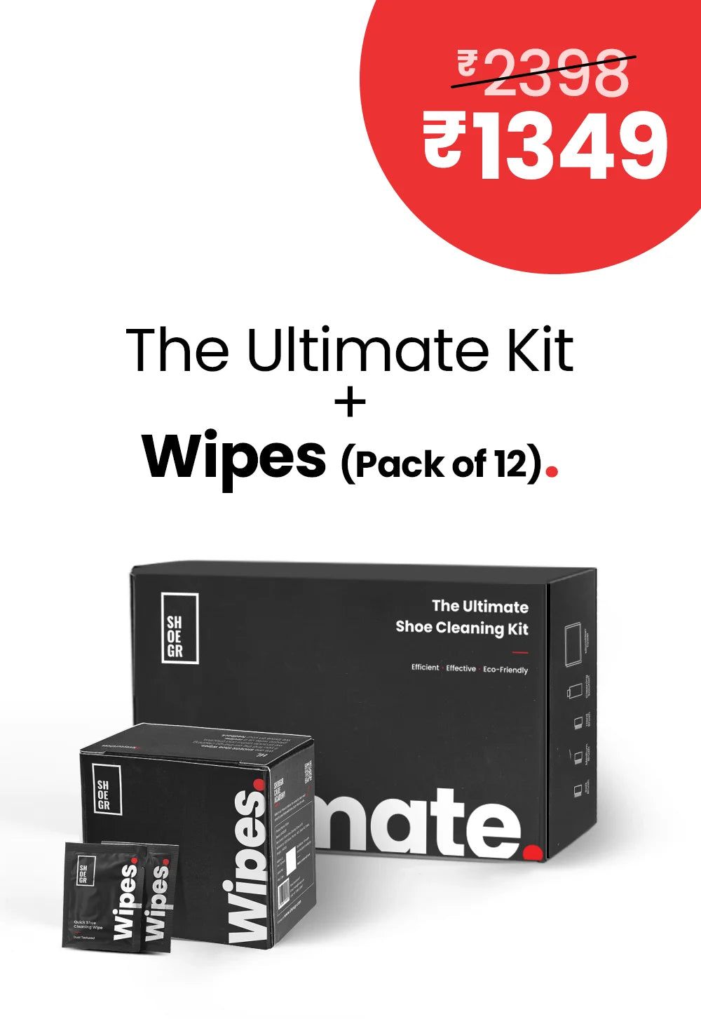 Ultimate Shoe Cleaning Kit + Wipes (Pack of 12)