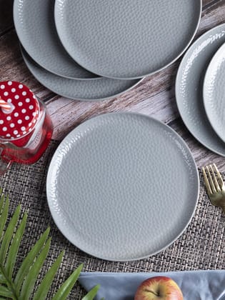 Grey Melamine Round Quarter Plate – Set of 6