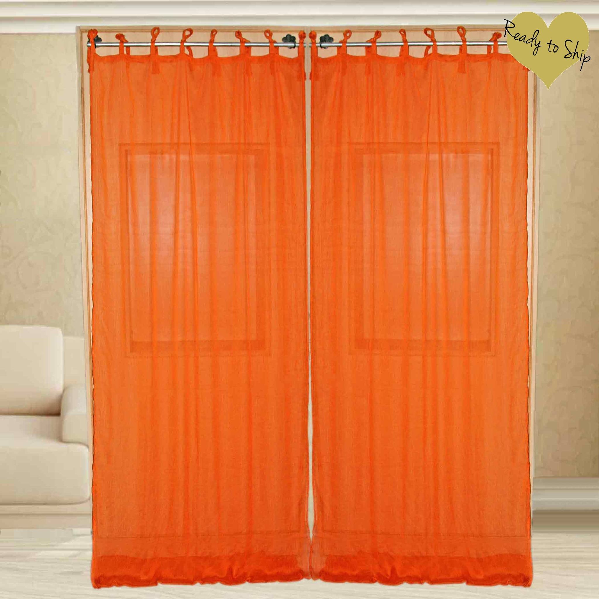 Chiffon Sheer Curtain Pair- Orange-9ft Hall