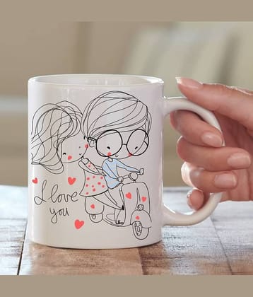 thriftkart BOY GIRL Valentine Ceramic Coffee Mug 1 Pcs 350 mL