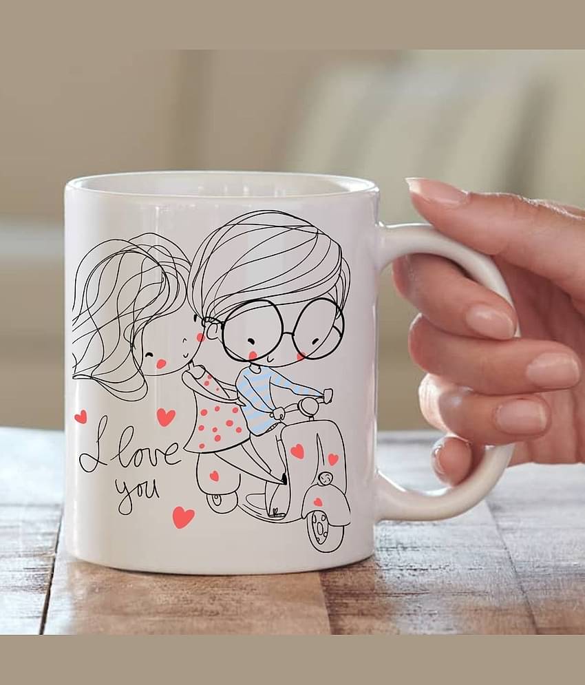 thriftkart BOY GIRL Valentine Ceramic Coffee Mug 1 Pcs 350 mL