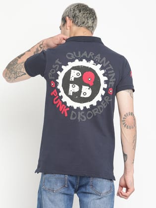 Punk Polo Navy Blue T-Shirt-L / Navy Blue
