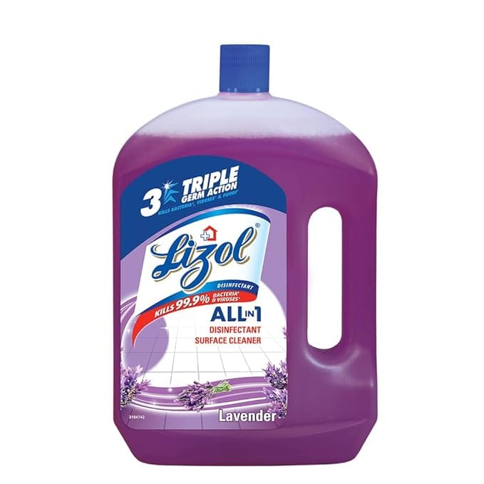 Lizol Disinfectant Surface & Floor Cleaner Liquid - Lavender, 2 L each Pack of 2