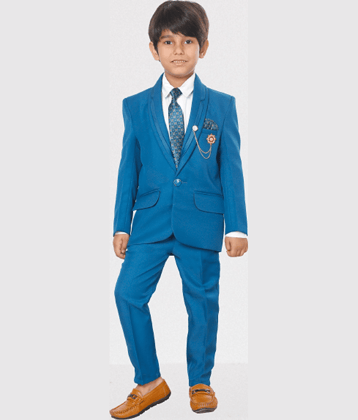 DKGF Fashion Boys Polyester Suit ( Pack of 1 , Turquoise )