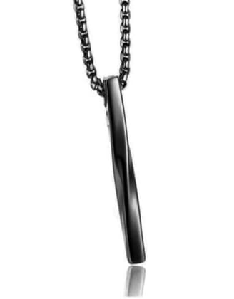 Twisted Tag Pendant (Black)-With Box Chain / Black