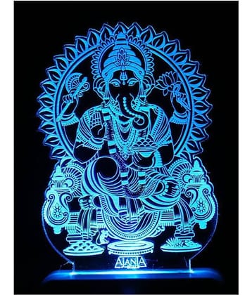 SUPER AJANTA 2027 Lord Ganesh Vighnharta 3D Night Lamp Multi - Pack of 1