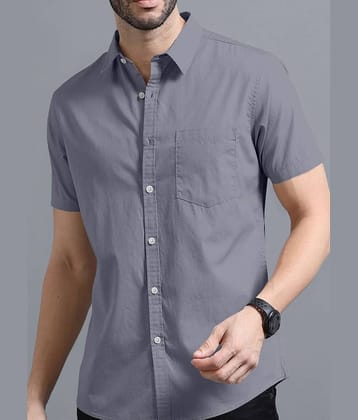 Ethnic Trendz Cotton Blend Regular Fit Solids Half Sleeves Men's Casual Shirt - Grey ( Pack of 1 )