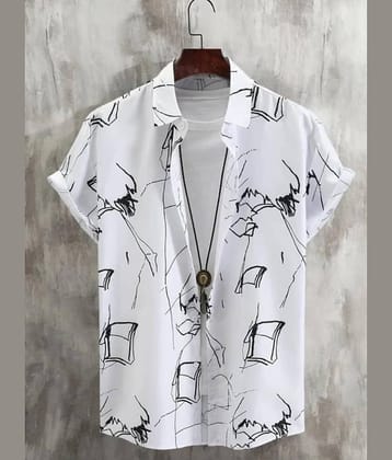ARZ Poly Cotton Regular Fit Printed Half Sleeves Men's Casual Shirt - White ( Pack of 1 )