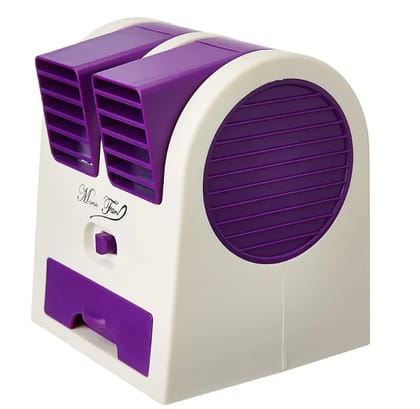 Mini Fan & Portable Dual Bladeless Small Air Conditioner Water Air Cooler Powered by USB & Battery Use of Car/Home/Office Random Color 