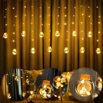 SPARKWORLD 2.5 m 12-LED Yellow Ball Rice String Lights Steady & Flicker Modes (Pack of 1) | Colour: Warm White