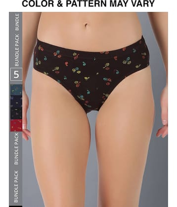 Dollar Lehar Super Combed Cotton Women's Printed Hipster Panty - Pack of 5 - (Print May Vary)