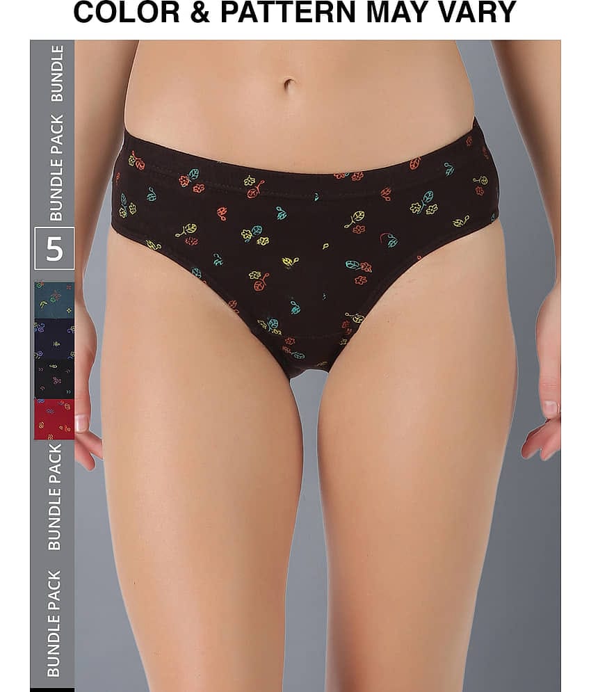 Dollar Lehar Super Combed Cotton Women's Printed Hipster Panty - Pack of 5 - (Print May Vary)