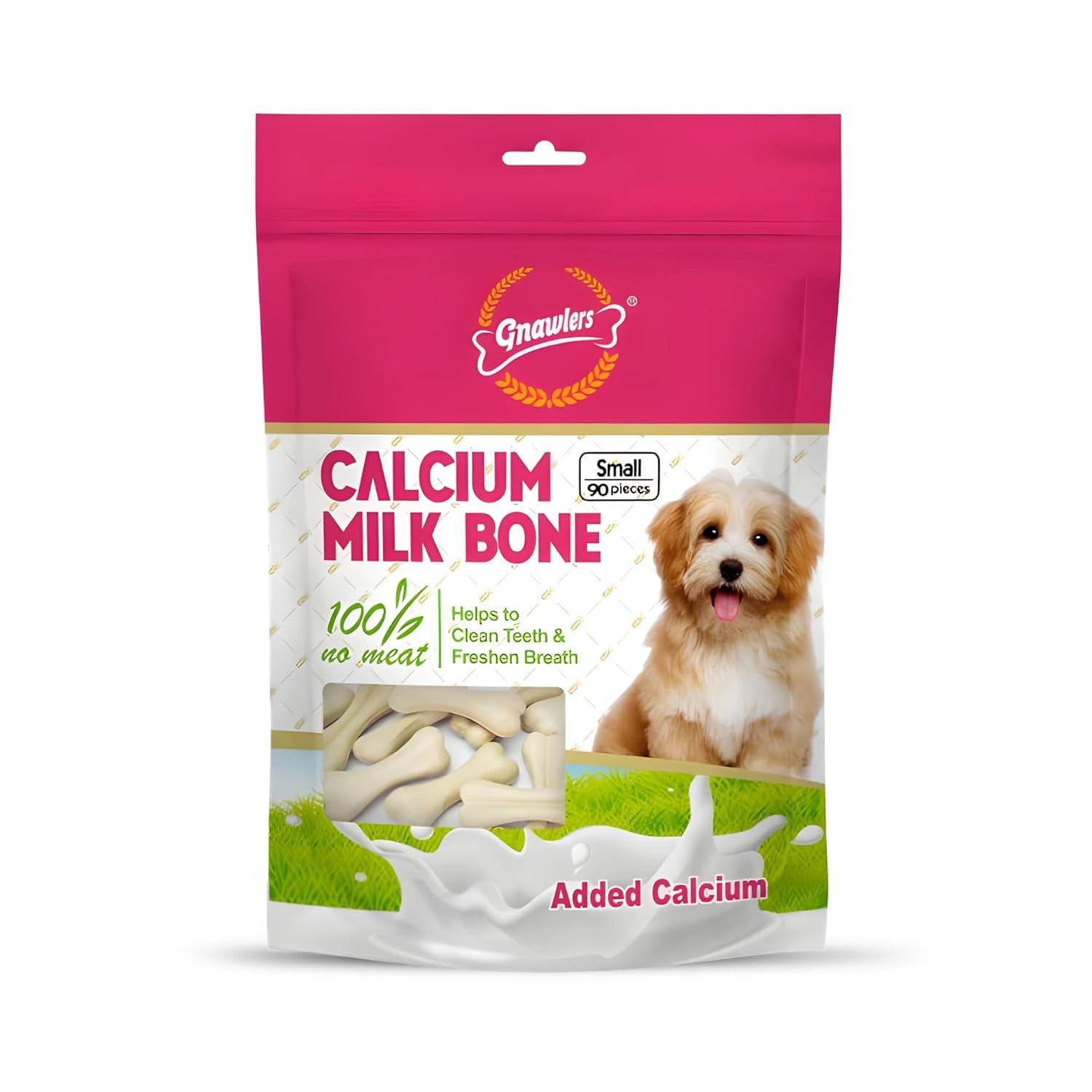 Gnawlers Calcium Milk Bone Small 90 Pieces for Dogs, All Life Stages
