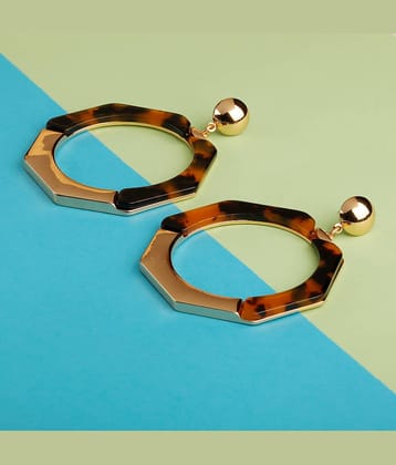 SILVER SHINE  Metallic Hexagonal Shape Partywear Earring For Girls and Women Jewellery