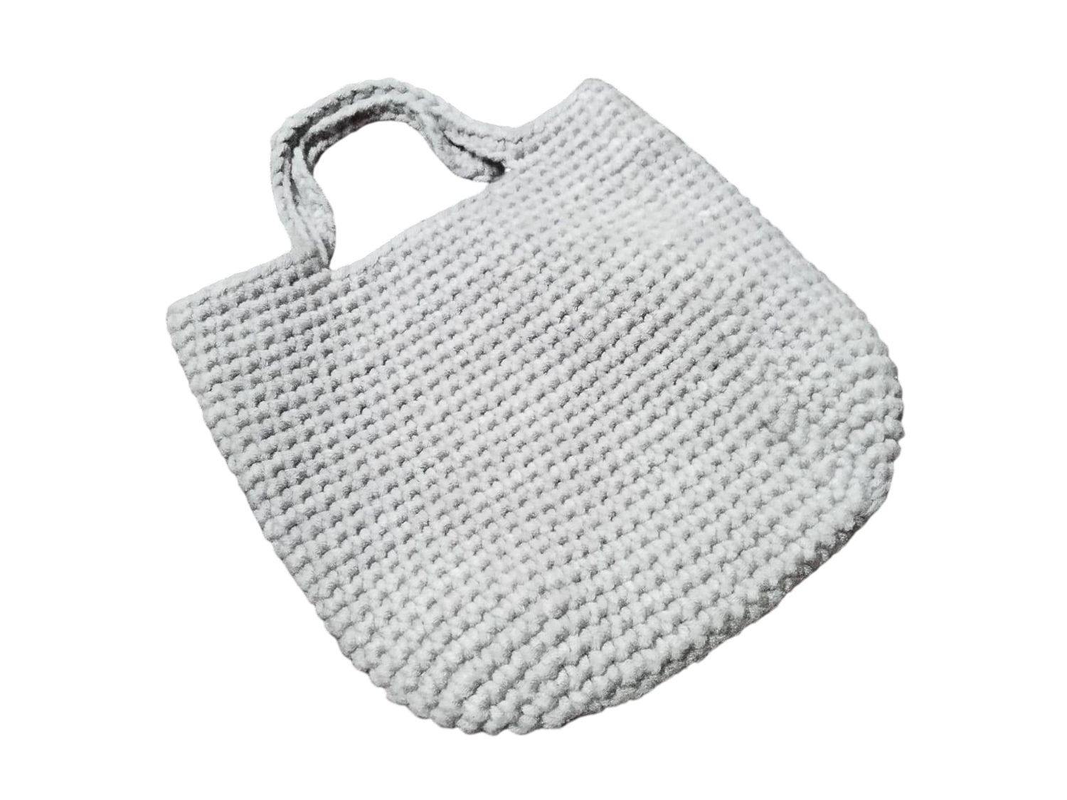 Stylish Handmade Crochet Handbag - Durable Light Gray Yarn