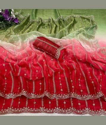Rangtulika Ethnics Satin Solid Regular Saree With Unstitched Blouse Piece ( Orange )
