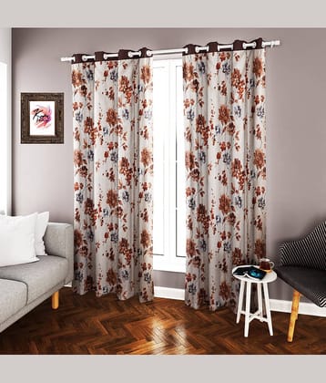 Kraftiq Homes Floral Blackout Eyelet Curtain 7 ft ( Pack of 2 ) - Blue