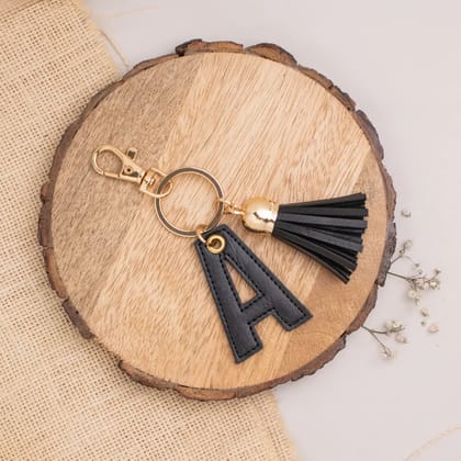 PERSONALISED LETTER KEYCHAIN - BLACK-Black