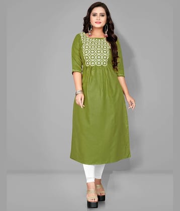 Lerkiza - Mint Green Cotton Women's A-line Kurti ( Pack of 1 )