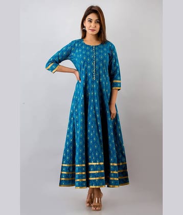 SVARCHI - Blue Cotton Women's Anarkali Kurti ( Pack of 1 )