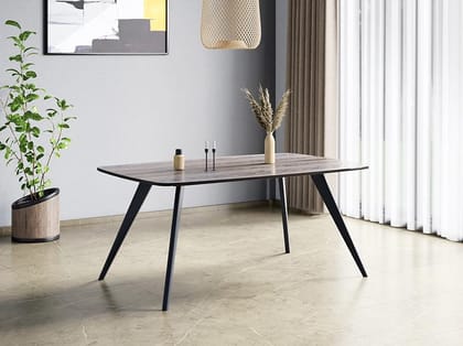 Duet 6 Seater Dining Table -Glass, Wooden Finish Duet 6 Seater Dining Table -Glass, Wooden Finish