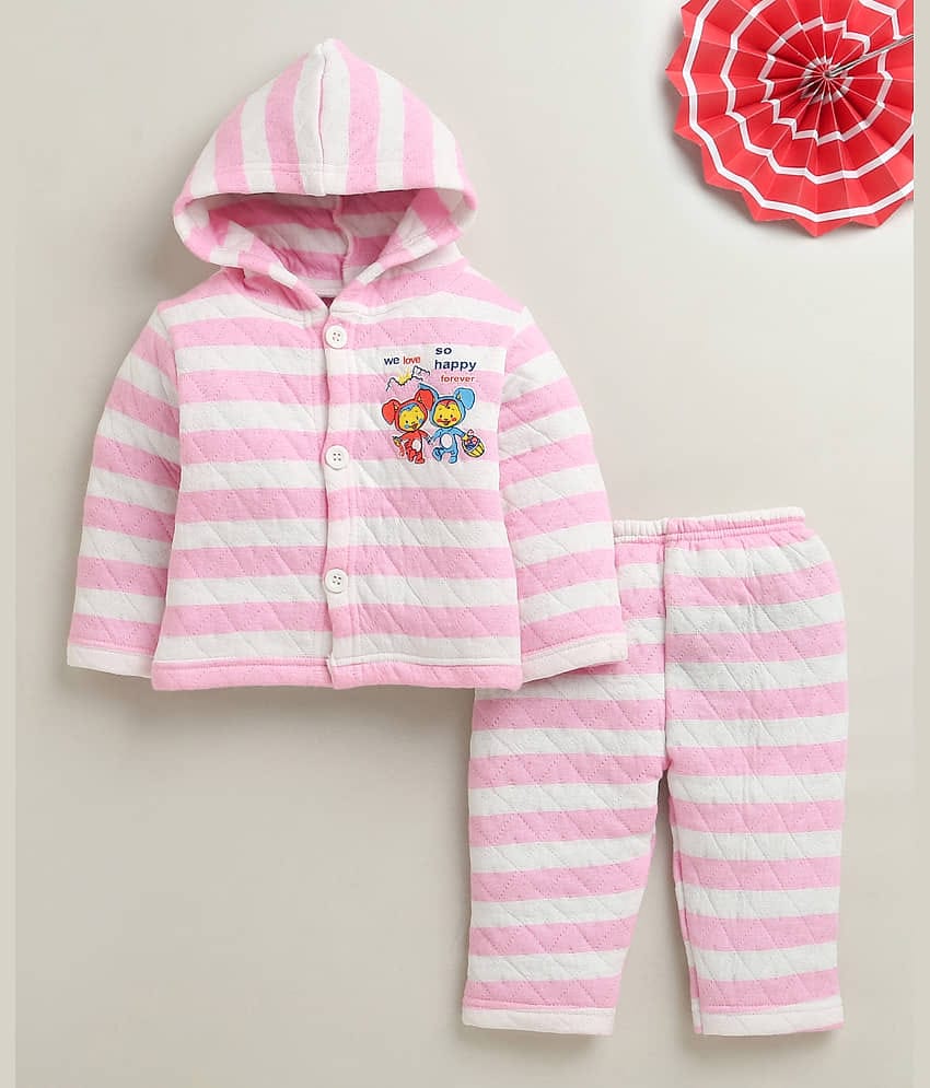 BUMZEE Pack of 1 Baby Girls Cotton Blend Sweatshirt & Jogger Set ( Pink )